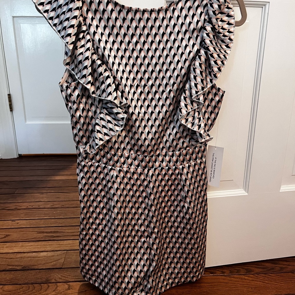 Chic Ruffled Geometric Ruffle Romper